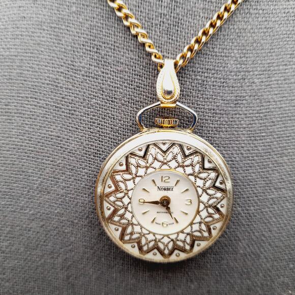 Vintage 1960s Norbee Swiss Made Antimagnetic Working Windup Pendant Watch - Picture 1 of 6
